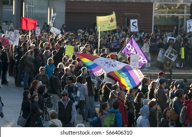 TORONTO - NOVEMBER 5: Protesters Thronging The Streets During A Solidarity Rally With The Dakota Access Pipeline Protesters On November 5, 2016 In Toronto, Canada.