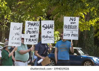 Toronto, ON, Canada - 06-19-21: Metrolinx Protesting The Ontario Line