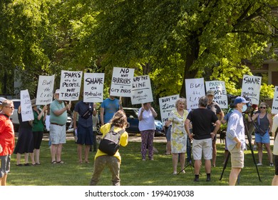 Toronto, ON, Canada - 06-19-21: Metrolinx Protesting The Ontario Line