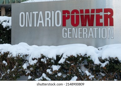 Toronto, ON, Canada - January 08, 2021: View At Sign Of Ontario Power Generation At Head Office In Toronto In Winter. 