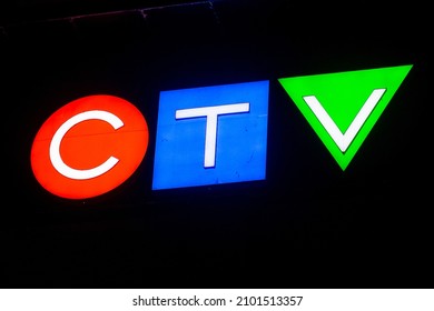 Toronto, ON, Canada – January 2, 2022:  CTV Sign On The Building In Toronto. The CTV Television Network Is A Canadian English-language Terrestrial Television Network.
