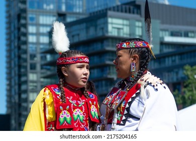 Toronto, ON, Canada - June 18, 2022: Dancer During The National Aboriginal Day And Indigenous Arts Festival. The Festival Celebrates Indigenous And Metis Culture Through Traditional And Contemporary.