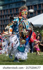 Toronto, ON, Canada - June 18, 2022: Dancer During The National Aboriginal Day And Indigenous Arts Festival. The Festival Celebrates Indigenous And Metis Culture Through Traditional And Contemporary.