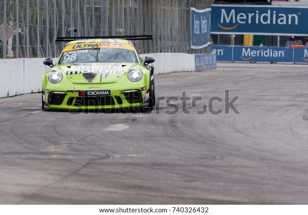 TORONTO, ON - JULY 16: Car during the Porsche Ultra\
94 GT3 Cup Challenge Race at Exhibition Place in Toronto, ON,\
Canada on July 16 2017