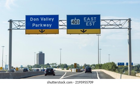 Toronto, Ontario, Canada - 08.20.2022: 401 Highway Road Sign