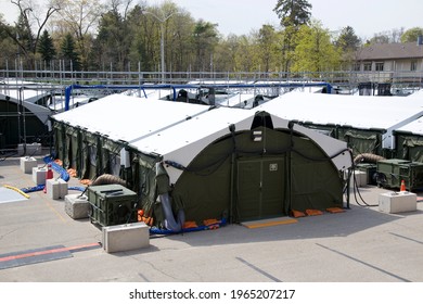 Toronto, Ontario, Canada - 27th April 2021: High Angle View Of Sunnybrook's Mobile Health Unit (MHU) 