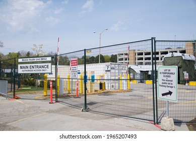 Toronto, Ontario, Canada - 27th April 2021: Main Entrance To Sunnybrook's Mobile Health Unit (MHU) 