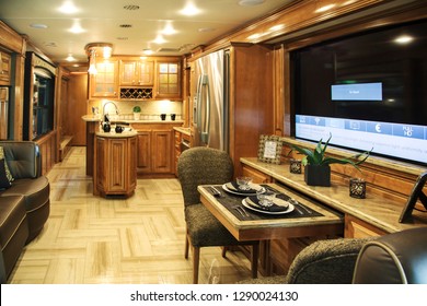 Toronto, Ontario, Canada - 3 July 2015: Camping Van Interior Cabin. RV Interior