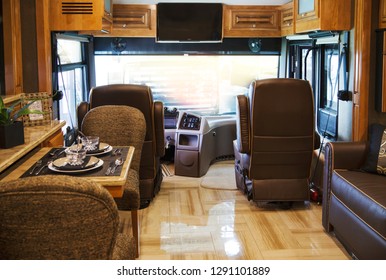 Toronto, Ontario, Canada - 3 July 2015: Camping Van Interior Cabin. RV Interior