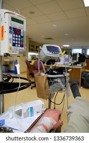 Toronto, Ontario, Canada - April 26, 2007: Patient Receiving Intravenous Immunoglobulin Treatment In A Hospital