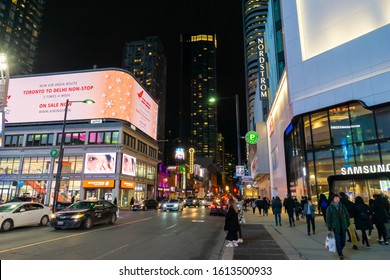 Toronto, Ontario, Canada - Jan 3 2020 -  Toronto Cityscape - Yonge–Dundas Square