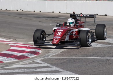 Toronto, Ontario, Canada - July 13 2018: Oliver Askew Entering Turn 8 During Practice For The Pro-Mazda Grand Prix Race At Exhibition Place