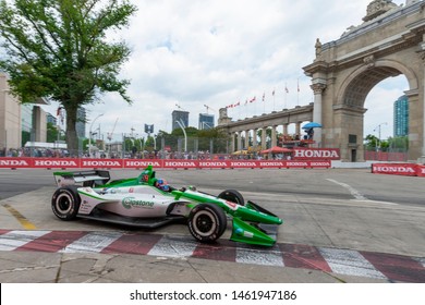 Toronto, Ontario, Canada - July 13 2019: Colton Herta Passes The Prince's Gates In The 2019 Honda Toronto Indy