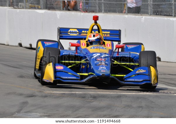 Toronto, Ontario, Canada - July 13 2018: Alexander\
Rossi entering Turn 8 during practice for the Honda Indy at\
Exhibition Place