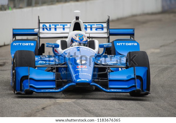 Toronto, Ontario, Canada - July 14, 2017:  Max\
Chilton driving in the first day of practice for the Honda Indy\
race at Exhibition\
Place