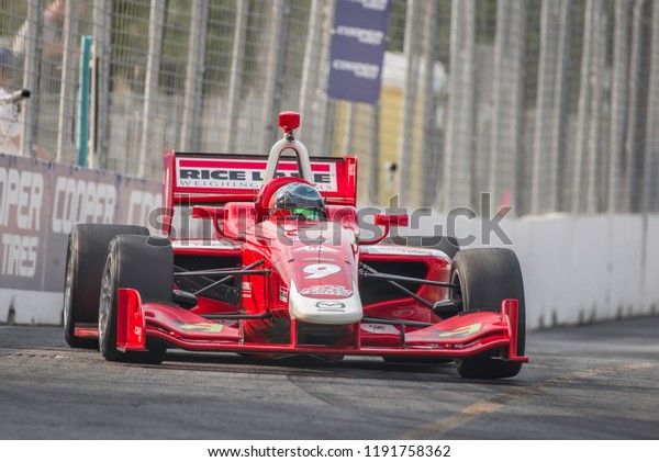Toronto, Ontario, Canada - July 14 2018: Aaron\
Telitz entering Turn 5 entering Turn 5 during the Indy Lights GP at\
Exhibition Place