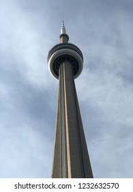 Toronto, Ontario/ Canada - July 20 2018: The CN Tower from the view of a tourist.