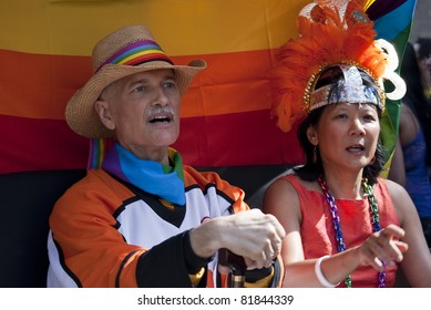 TORONTO, ONTARIO, CANADA - JULY 3: Jack Layton And Olivia Chow At The 2011 Annual Gay Pride Parade In Toronto On July 3, 2011.