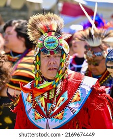 Toronto, Ontario, Canada - June 18, 2022: Indigenous Male Dancers At Indigenous Arts Pow Wow