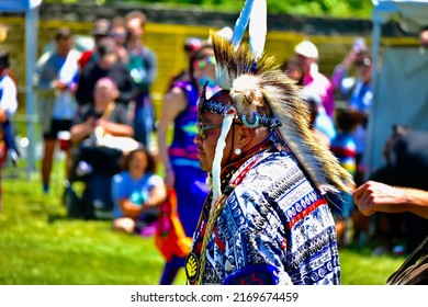 Toronto, Ontario, Canada - June 18, 2022: Indigenous Male Dancers At Indigenous Arts Pow Wow