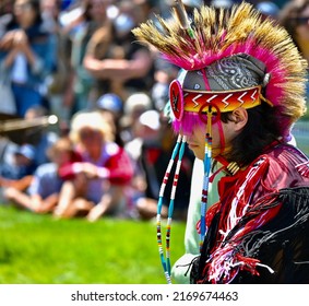 Toronto, Ontario, Canada - June 18, 2022: Indigenous Male Dancers At Indigenous Arts Pow Wow