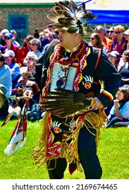 Toronto, Ontario, Canada - June 18, 2022: Indigenous Male Dancers At Indigenous Arts Pow Wow