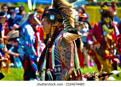 Toronto, Ontario, Canada - June 18, 2022: Indigenous Male Dancers At Indigenous Arts Pow Wow