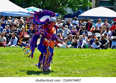 Toronto, Ontario, Canada - June 18, 2022: Indigenous Male Dancers At Indigenous Arts Pow Wow