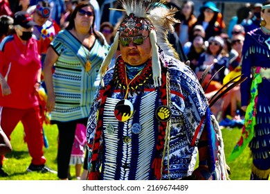 Toronto, Ontario, Canada - June 18, 2022: Indigenous Male Dancers At Indigenous Arts Pow Wow