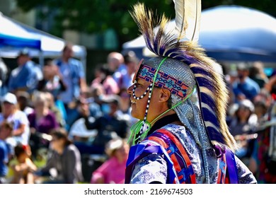 Toronto, Ontario, Canada - June 18, 2022: Indigenous Male Dancers At Indigenous Arts Pow Wow