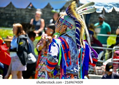 Toronto, Ontario, Canada - June 18, 2022: Indigenous Male Dancers At Indigenous Arts Pow Wow