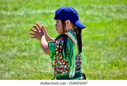 Toronto, Ontario, Canada - June 18, 2022: Indigenous Child Dancers At Indigenous Arts Festival