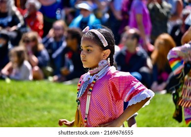 Toronto, Ontario, Canada - June 18, 2022: Indigenous Child Dancers At Indigenous Arts Festival