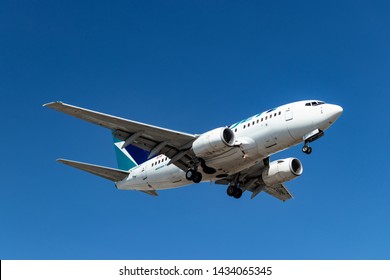 Toronto, Ontario, Canada - June 22, 2019

WestJet Plane Arriving At Toronto Airport