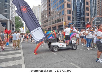 Toronto Ontario, Canada- June 26th, 2022: An Air Canada Airport Buggy In Toronto’s Annual Pride Parade.