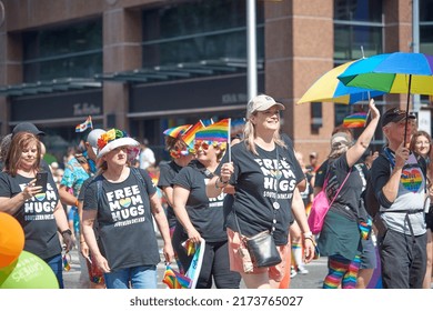 Toronto Ontario, Canada- June 26th, 2022: Free Mom Hugs Southern Ontario Organization Walking In Toronto’s Annual Pride Parade.