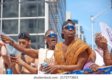 Toronto Ontario, Canada- June 26th, 2022: Black People On A Bud Light Parade Float In Toronto’s Annual Pride Parade.