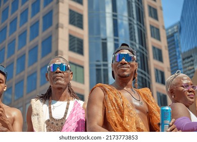 Toronto Ontario, Canada- June 26th, 2022: Black People On A Bud Light Parade Float In Toronto’s Annual Pride Parade.