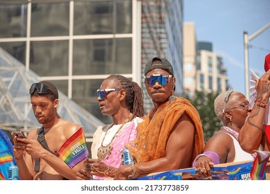 Toronto Ontario, Canada- June 26th, 2022: Black People On A Bud Light Parade Float In Toronto’s Annual Pride Parade.