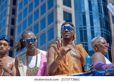 Toronto Ontario, Canada- June 26th, 2022: Black People On A Bud Light Parade Float In Toronto’s Annual Pride Parade.