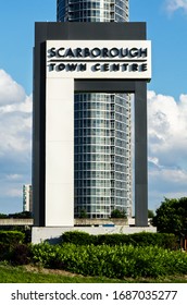 Toronto, Ontario / Canada - June 29th, 2019: Scarborough Town Centre Welcome Sign.