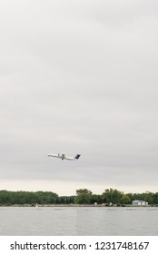 Toronto, Ontario/ Canada - June 7 2013: Porter Airplane Taking Off In Toronto Porter Airlines