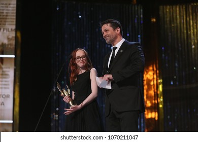 TORONTO, ONTARIO, CANADA - MARCH 11, 2018: Billy Campbell And Female Presenter At Canadian Screen Awards. 