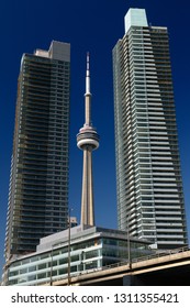 Toronto, Ontario, Canada - March 17, 2010: New unfinished downtown Condos in Toronto with the CN tower