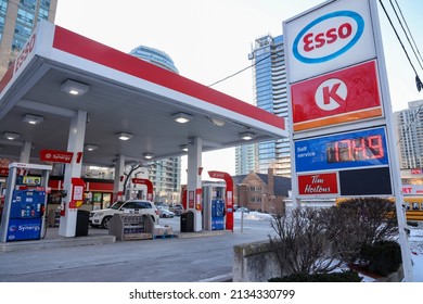 Toronto, Ontario, Canada - March 4th 2022: Gas Prices Across The Greater Toronto Area Hit Record Highs.