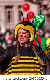 Toronto, Ontario, Canada- November 17th, 2019: A Lady Dressed As A Bee During The Toronto Santa Clause Parade.