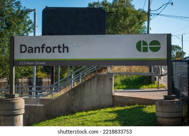 Toronto, Ontario, Canada - October 22, 2022: GO Station Sign At Danforth GO Station.