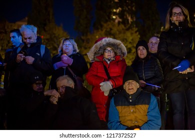 TORONTO, ONTARIO, CANADA - OCTOBER 29, 2018: Toronto Jewish Community Honours Victims Of Pittsburgh Synagogue Massacre During Vigil At Mel Lastman Square