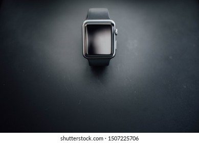 Toronto, Ontario / Canada - September 17th 2019 : Photograph of an Apple Watch in black colour.