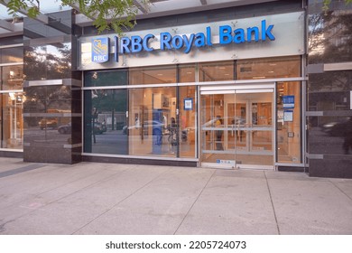 Toronto Ontario, Canada- September 21st, 2022; The Exterior Of A Royal Bank Of Canada Branch.